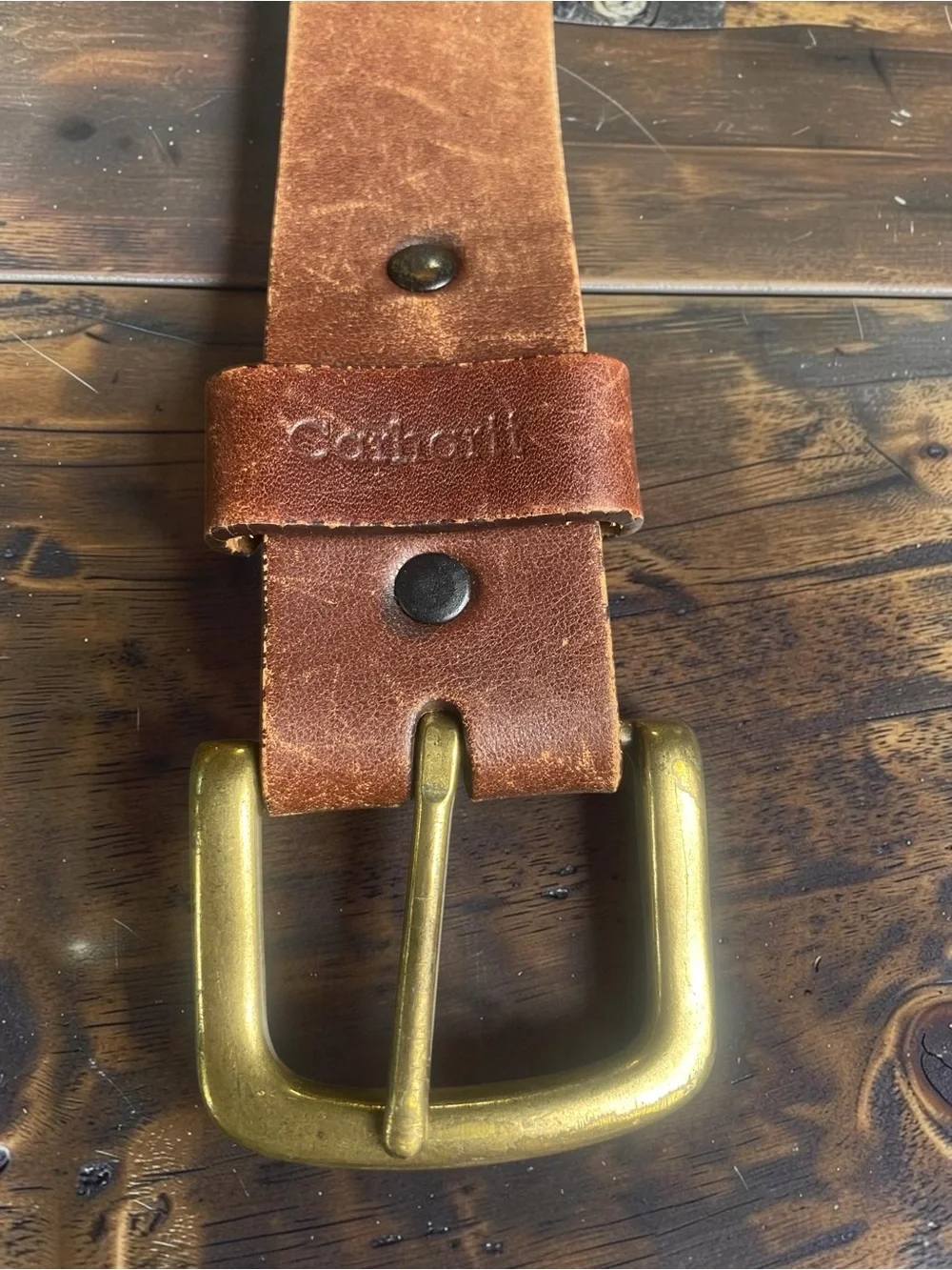 Carhartt size 42 A91 Leather cowhide  Men's Belt - Brown distressed EUC